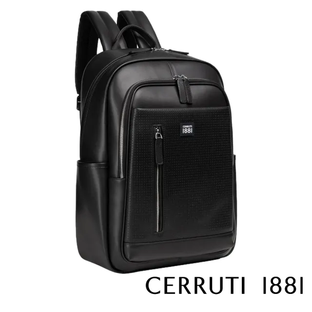 【Cerruti 1881】限量2折 義大利頂級小牛皮後背包 全新專櫃展示品(黑色 CEZA06516M)