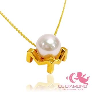 【虧清不退 CC Diamond】日本AKOYA珍珠7.9mm 字母M吊墜(18K黃金)