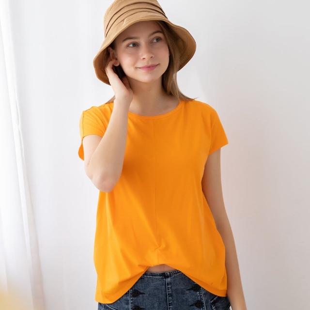 【Qiruo 奇若名品】春夏專櫃亮橘色短袖上衣2030A-90 百搭實穿款(M-2XL)