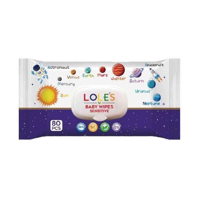 【LOLES】無酒精溫和潔膚濕紙巾-有蓋80片(歡樂星球)