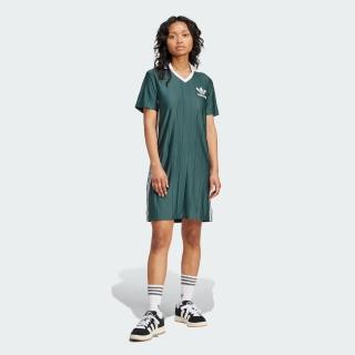 【adidas 愛迪達】洋裝 女款 運動洋裝 長版上衣 三葉草 3 S PNST DRESS 綠 IX5507