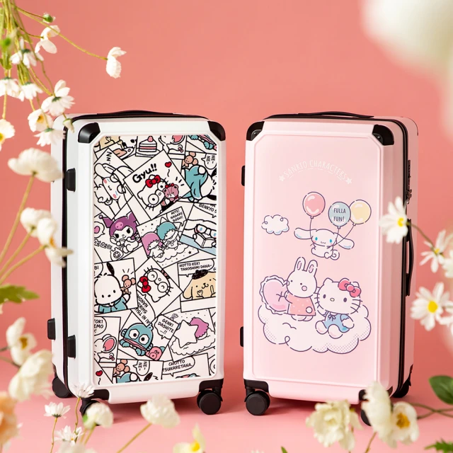 SANRIO 三麗鷗 Hello Kitty 28吋拉鍊款胖胖箱 行李箱 旅行箱 拉桿箱(海關鎖 萬向飛機輪 2年保固)