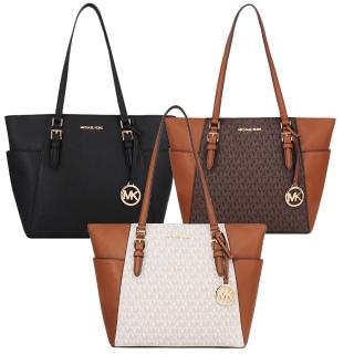 【Michael Kors】CHARLOTTE系列金字LOGO 防刮皮革 手提/肩背 大托特包/側肩包(多款任選)