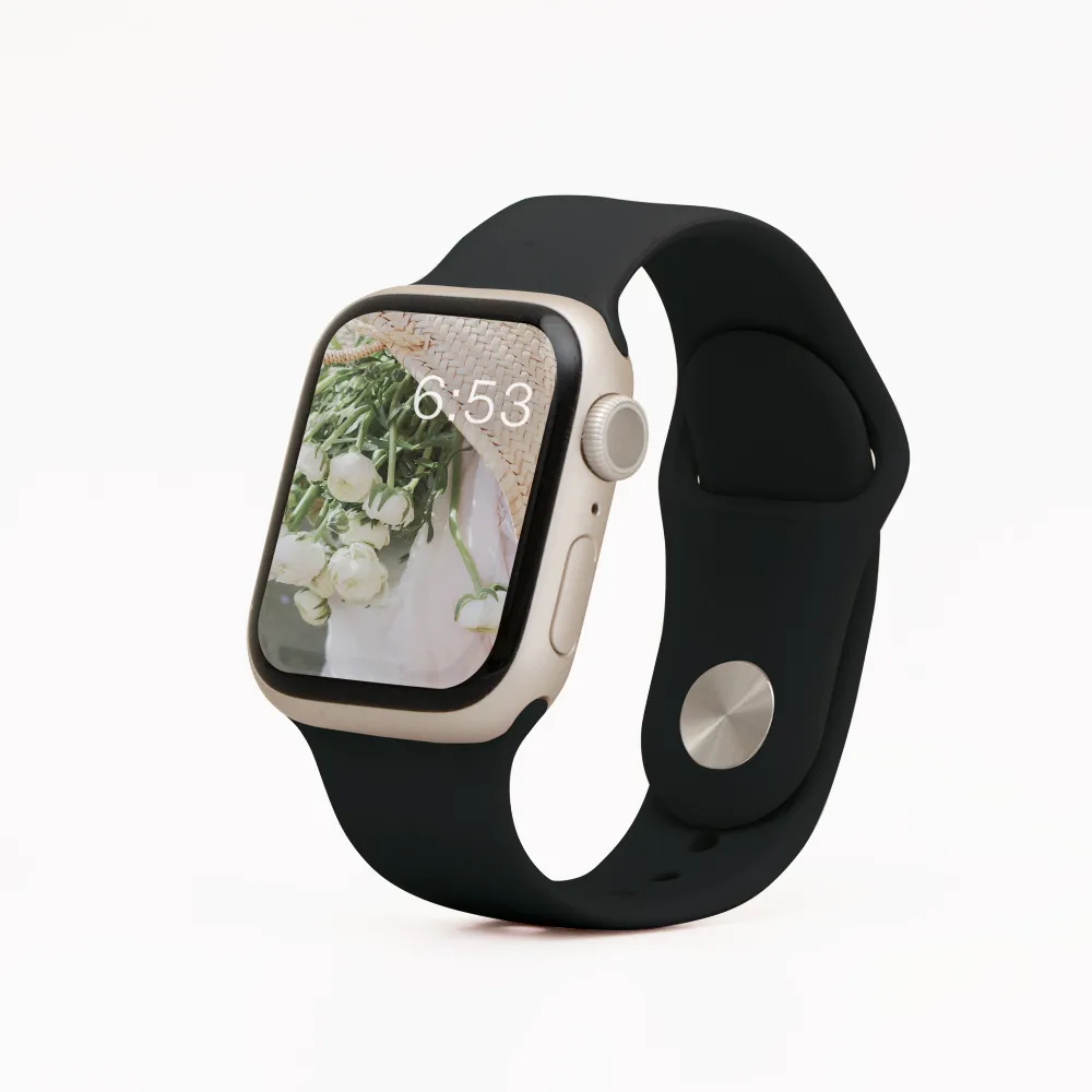 【General】Apple Watch 錶帶 9/8/7/6/5/4/3/2/1 簡約舒適防水矽膠壓扣運動錶帶(極致黑)