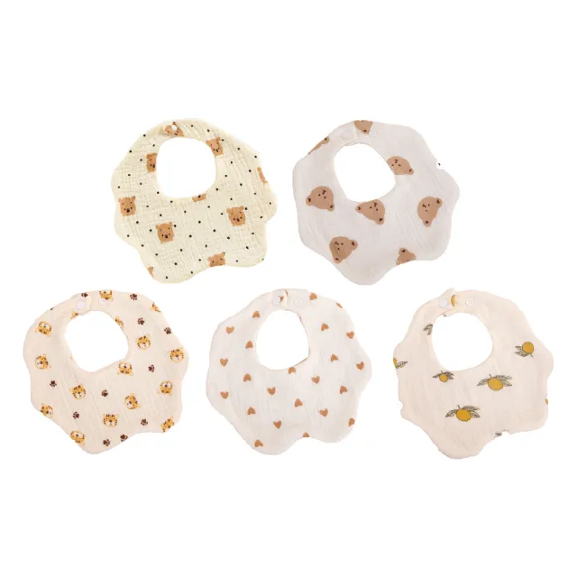 【Finger Pop 指選好物】純棉口水巾5入組(嬰兒口水巾 圍兜兜 寶寶圍兜)