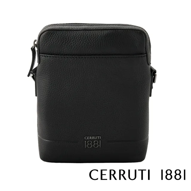 【Cerruti 1881】義大利頂級小牛皮肩背包側背包(黑色 CEBO06824M)