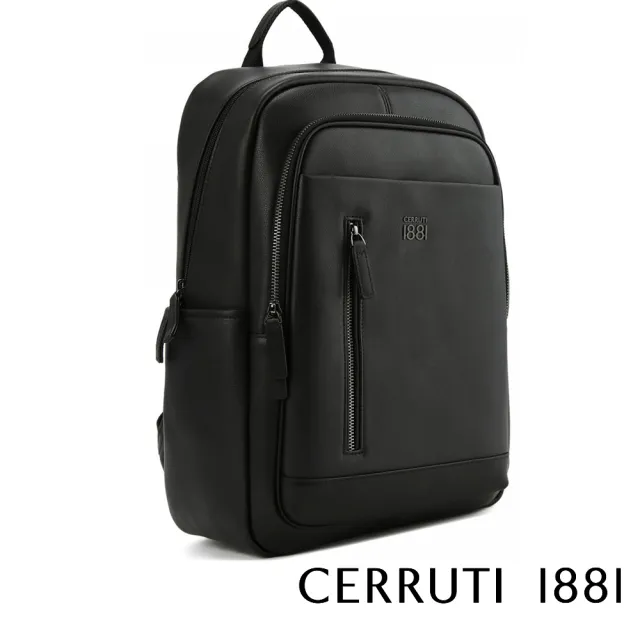 【Cerruti 1881】義大利頂級小牛皮後背包(黑色 CEZA06783M)