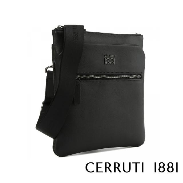 【Cerruti 1881】義大利頂級小牛皮肩背包側背包(黑色 CEBO06781M)