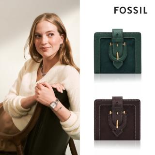 【FOSSIL 官方旗艦館】Harwell 真皮x麂皮馬鞍扣短夾(兩色可選)
