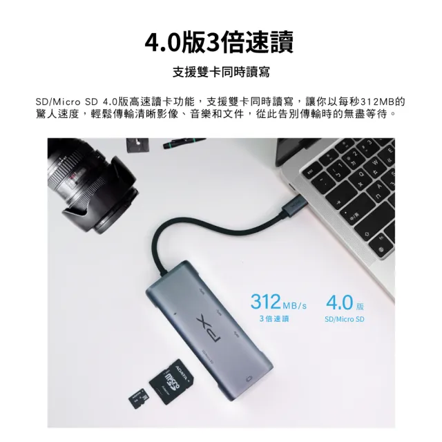 【PX 大通-】最划算2年保固7合1快充100W瓦USB Type C HDMI hub集線器4k七合一Hub轉接SD 4.0 mac(UCH-2110S)