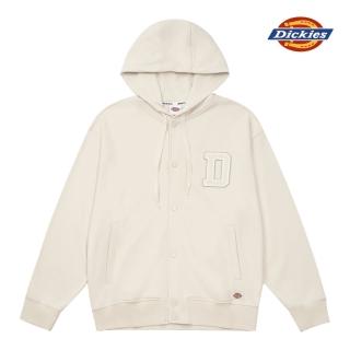 【Dickies】男款淺沙灰水洗設計胸前刺繡Logo休閒連帽外套｜DK0A87F5F90
