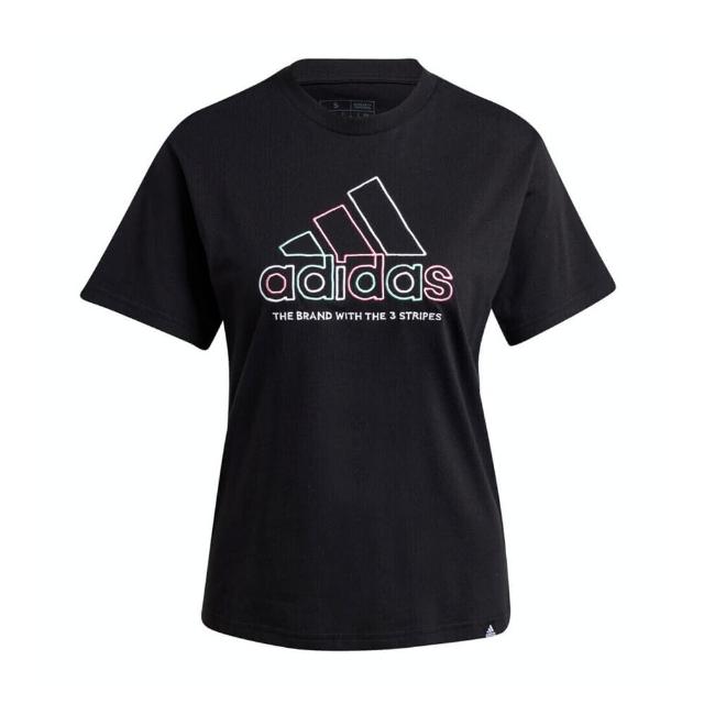 【adidas 愛迪達】W Xpress Logo T 女 短袖 上衣 T恤 運動 訓練 休閒 棉質 黑(IW5161)