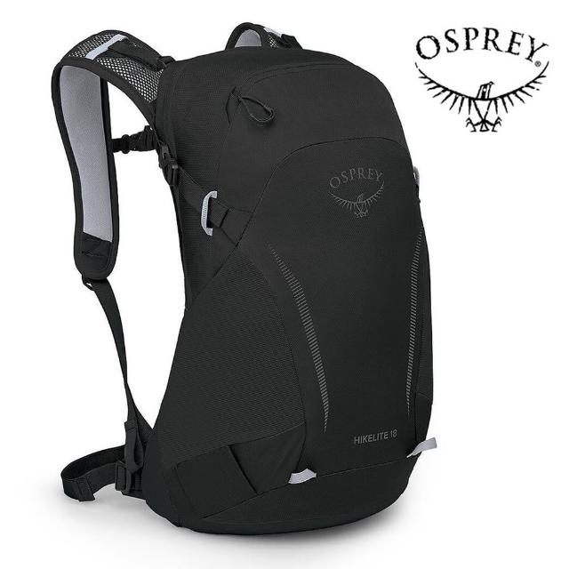 【Osprey】Hikelite 18 輕量網架背包 黑色(健行背包 運動後背包 多功能背包)