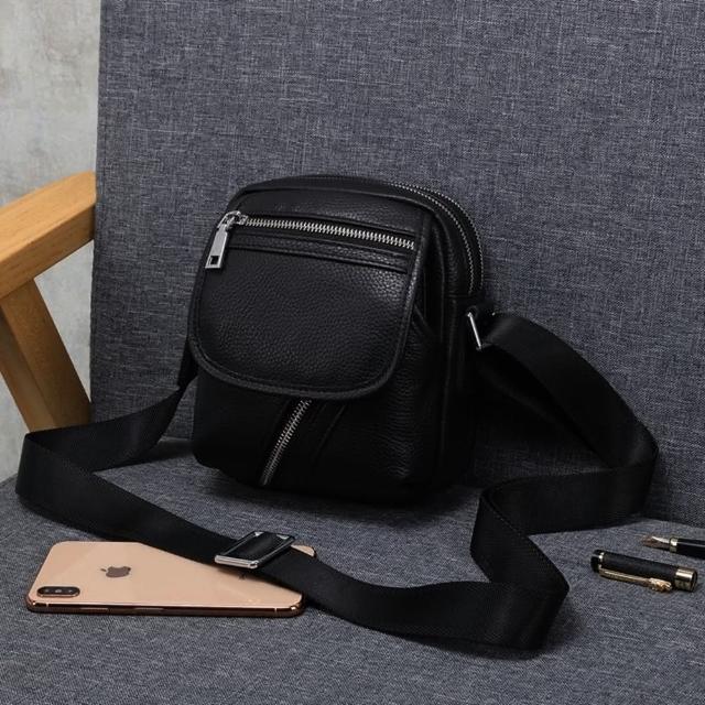 【巴黎精品】現貨+預購 側背包真皮肩背包(休閒單肩牛皮多隔層男包包a1gs38)