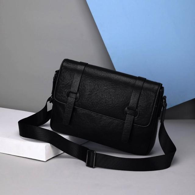 【巴黎精品】現貨+預購 側背包真皮肩背包(牛皮大容量斜背郵差包男包包a1gs32)