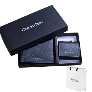 【Calvin Klein 凱文克萊】Calvin klein ck 4卡透明證件男短夾耳機套 禮盒組(禮盒組父親節/七夕情人節)