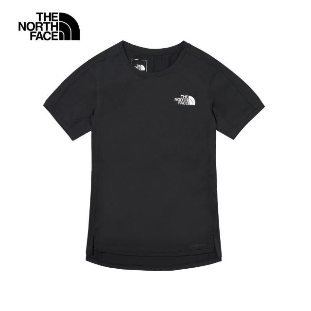 【The North Face 官方旗艦】北面女款黑色吸濕排汗舒適透氣短袖T恤｜83SUJK3(排汗衫)