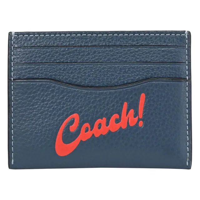 【COACH】簡約藝術英文LOGO信用卡證件名片隨身卡夾(牛仔藍)