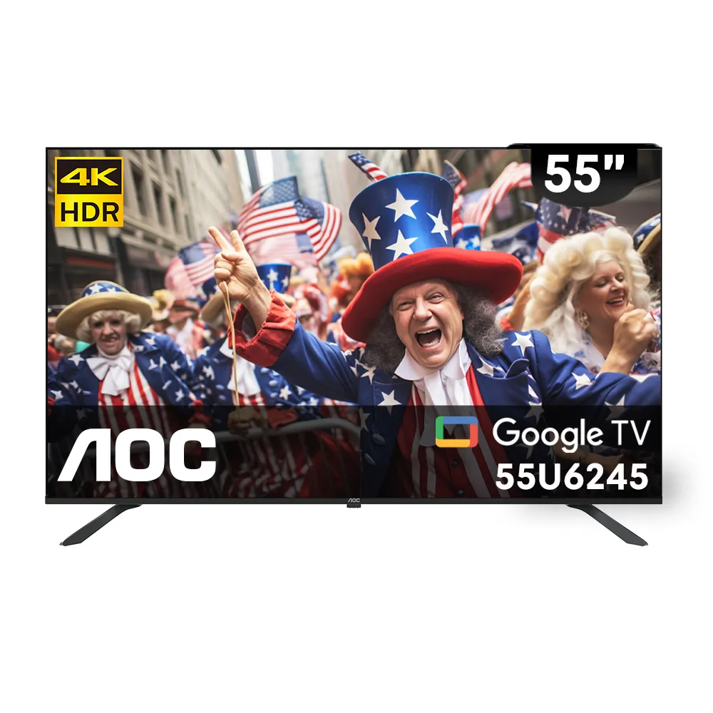 【AOC】55吋 4K HDR Google TV 液晶顯示器-不含基本安裝(55U6245)