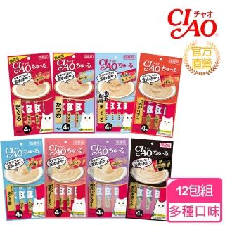【CIAO】啾嚕貓肉泥條14g 4入x12包組(寵物零食/日本公司貨)