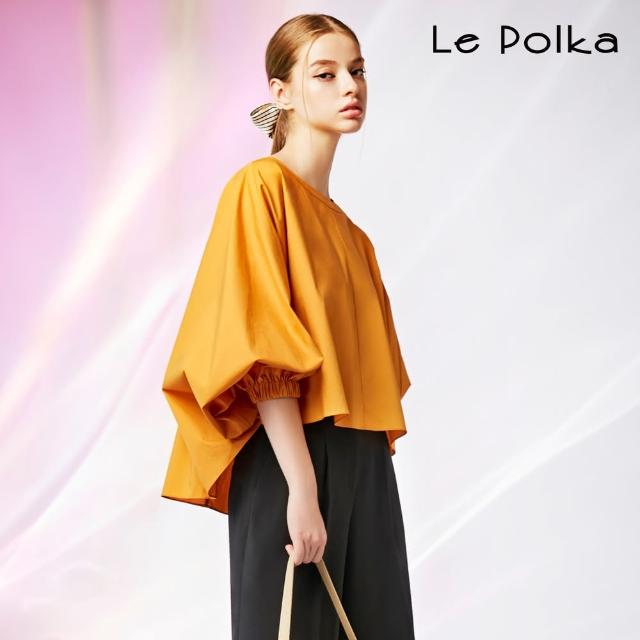 【Le Polka】夕陽昏黃連袖寬版上衣-女