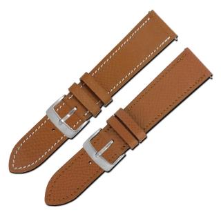 【Watchband】16.20mm / HERMES 愛馬仕-法國進口柔軟簡約質感車線高級替用真皮錶帶(棕色)