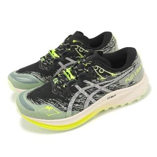 【asics 亞瑟士】越野跑鞋 Fuji Lite 5 女鞋 黑 螢光綠 回彈 抓地 運動鞋 亞瑟士(1012B690001)