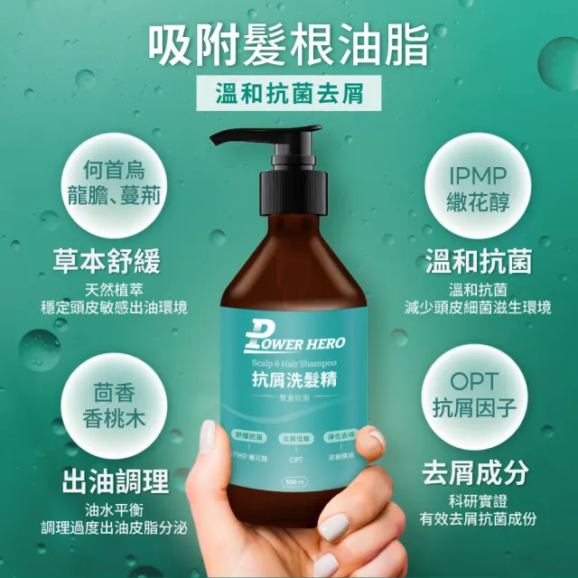 【PowerHero 勁漢英雄】洗髮精500mlx2入組(強健豐盈/極黑精粹/薄荷涼感/抗屑)