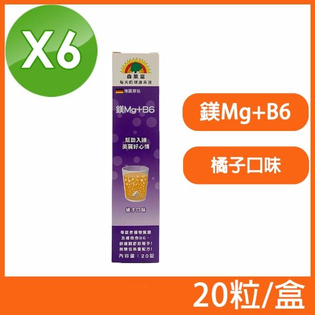 【SUNLIFE 森萊富】德國原裝 Mg+B6發泡錠 橘子口味 6盒組(20粒/盒)