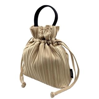 【BLUEORB】韓國 BLUEORB 2Way Ribbon Tote Bag 時尚褔袋造型托特包 肩背包(香檳金)