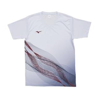【MIZUNO 美津濃】短袖上衣 男款 女款 運動 排球 白紅 V2TABG1701