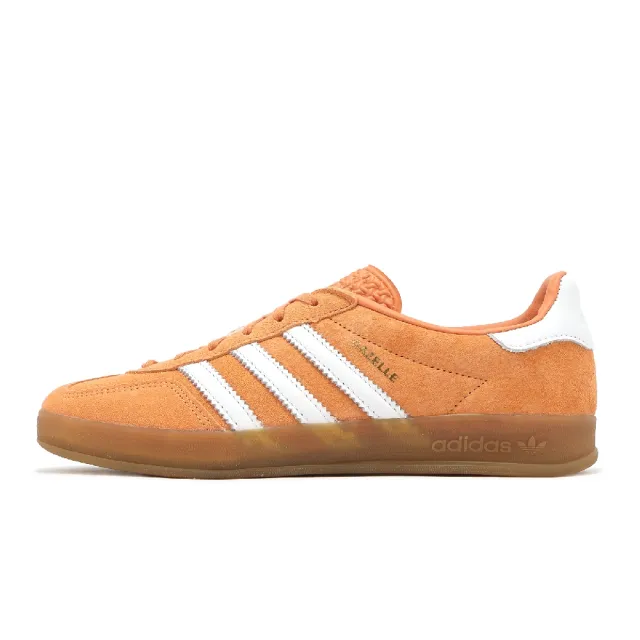 【adidas 愛迪達】休閒鞋 Gazelle Indoor W 女鞋 日落橘 白 膠底 復古 三條紋 愛迪達(JI2586)