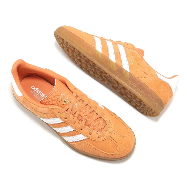 【adidas 愛迪達】休閒鞋 Gazelle Indoor W 女鞋 日落橘 白 膠底 復古 三條紋 愛迪達(JI2586)