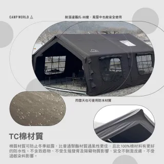 【Coody】黑色棉布充氣帳篷 限量黑色 13.68㎡(附黑膠防雨罩 露營 逐露天下)