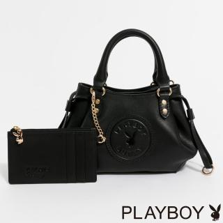 【PLAYBOY】小手提包附長背帶 Minimalist系列(黑色)
