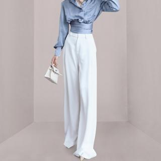 【Very Buy 非常勸敗】預購/御姐範高腰顯包臀顯高寬腿名媛時尚百搭韓版拖地寬褲女