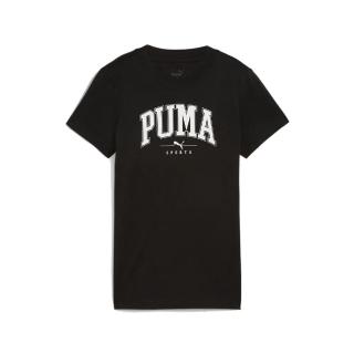 【PUMA】短袖上衣 文字T恤 女款 基本系列Squad短袖T恤 黑色(68153701)