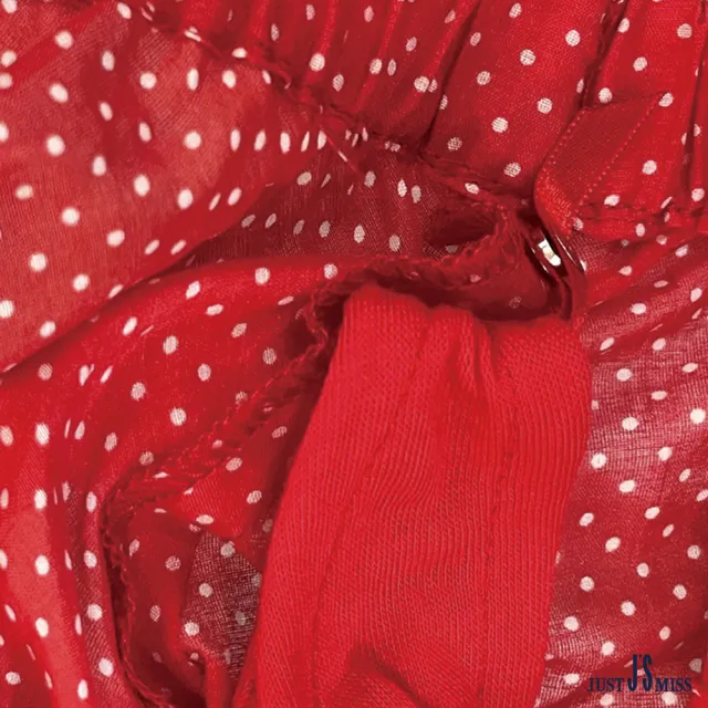 【Just J’S Miss】經典紅白點點 多穿法七分袖絲棉上衣 附可拆卸背心內裏