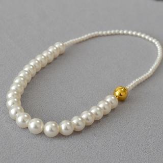 【MoonDy】珍珠項鍊 施家珍珠 毛衣項鍊 金球項鍊 磁吸項鍊 氣質項鍊 鎖骨鍊 銀珍珠項鍊 高階感