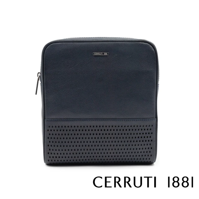 Cerruti 1881 義大利頂級小牛皮肩背包側背包(黑色 CEBO06693M)