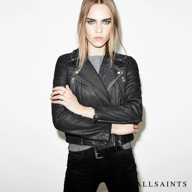 【ALLSAINTS】CARGO 鑽石絎縫經典騎士羊皮皮衣外套 W085LB(常規版型)