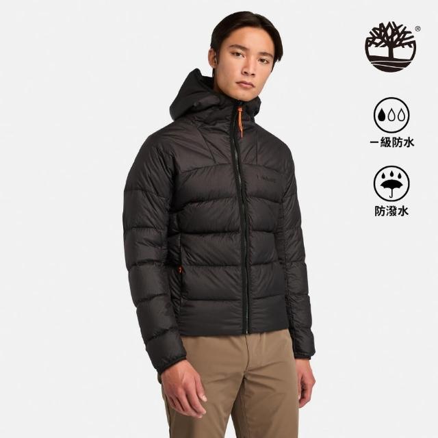 【Timberland】男款黑色防潑水鵝絨連帽外套(A5M6P001)