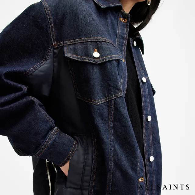 【ALLSAINTS】DILLAN 寬鬆牛仔飛行員拼接外套 W007OA(寬鬆版型)