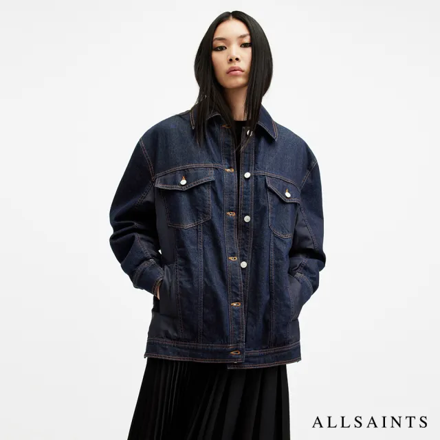 【ALLSAINTS】DILLAN 寬鬆牛仔飛行員拼接外套 W007OA(寬鬆版型)