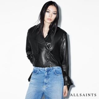 【ALLSAINTS】HENDRY 復古寬鬆短版羊皮皮衣風衣外套 W113LB(舒適版型)
