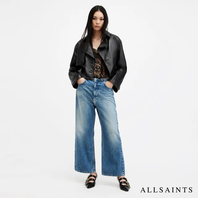 【ALLSAINTS】HENDRY 復古寬鬆短版羊皮皮衣風衣外套(舒適版型)