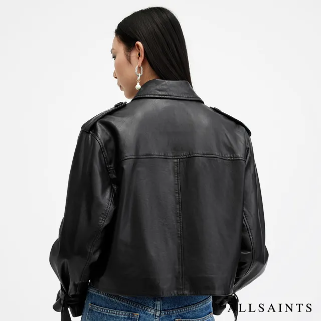 【ALLSAINTS】HENDRY 復古寬鬆短版羊皮皮衣風衣外套(舒適版型)