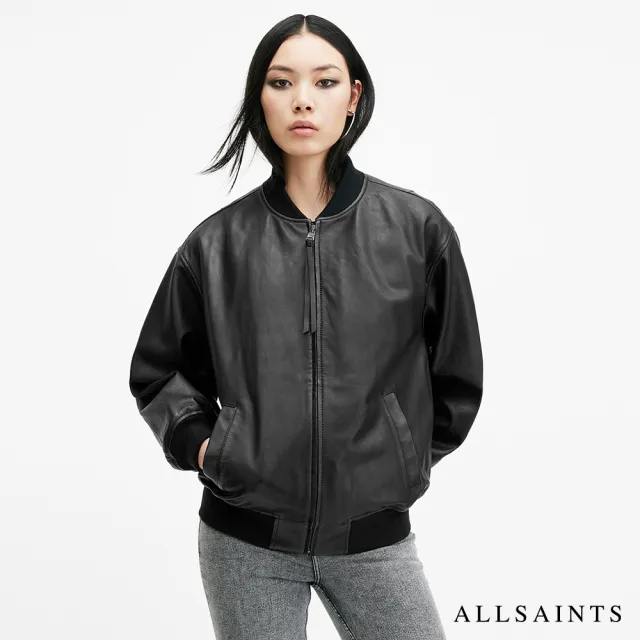 【ALLSAINTS】BELLE  寬鬆羊皮飛行員皮衣外套 W008LB(寬鬆版型)