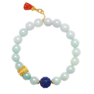 【巴黎精品】現貨+預購 翡翠手鍊玉石手串女手珠平安擋煞防小人轉運淨化招財開運(9mm青金石南紅蓮蓬a1ha51)