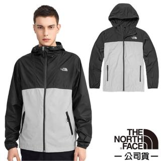 【The North Face】男 可調式輕薄防曬透氣排汗連帽外套_亞洲版型/夾克風衣(4U8X-50A 黑/灰白 N)